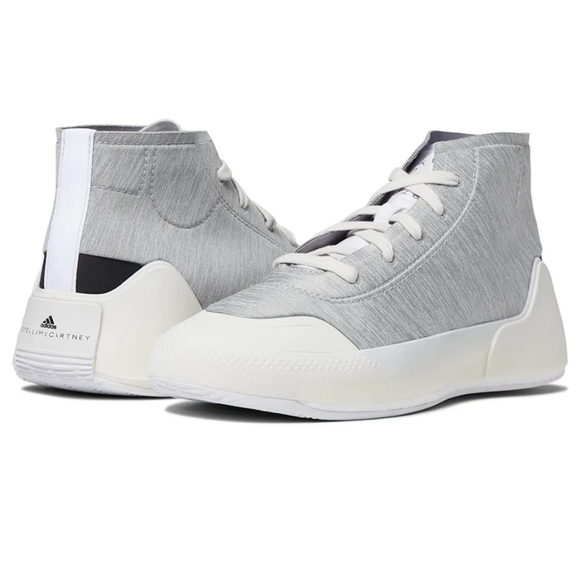 ADIDAS BY STELLA MCCARTNEY TREINO MID-CUT SHOES IN HEATHERED GREY WHITE SIZE 6.5 - Picture 2 of 16